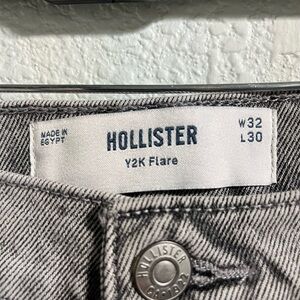 Hollister Black and White Y2K Flare Jeans